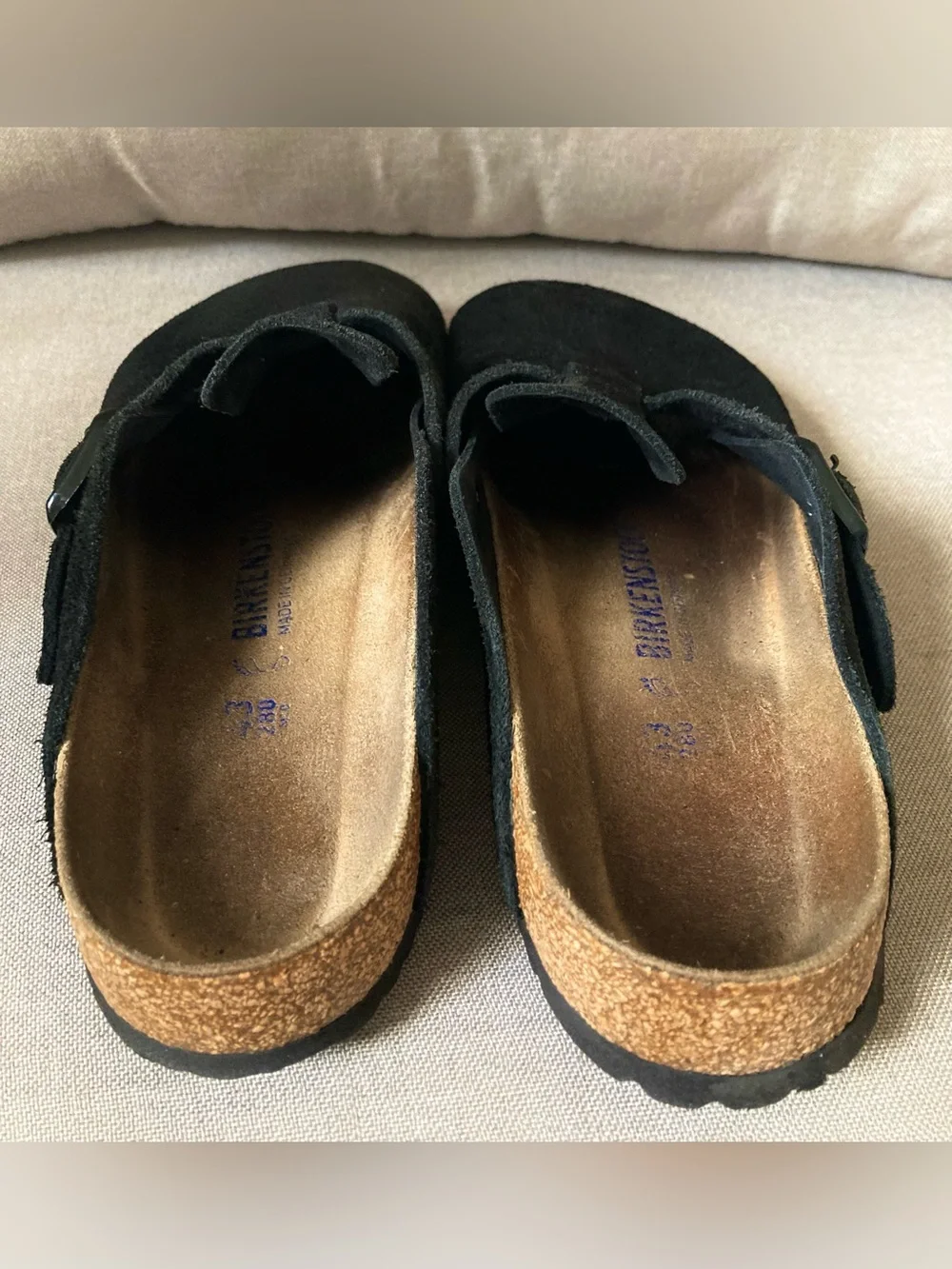 Birkenstock Boston Soft Footbed Black Suede Clogs EU 43 US Men 10 Women 12